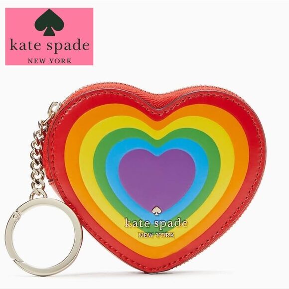 Kate Spade Rainbow Heart Coin Purse/Keychan/Charm - Picture 1 of 6
